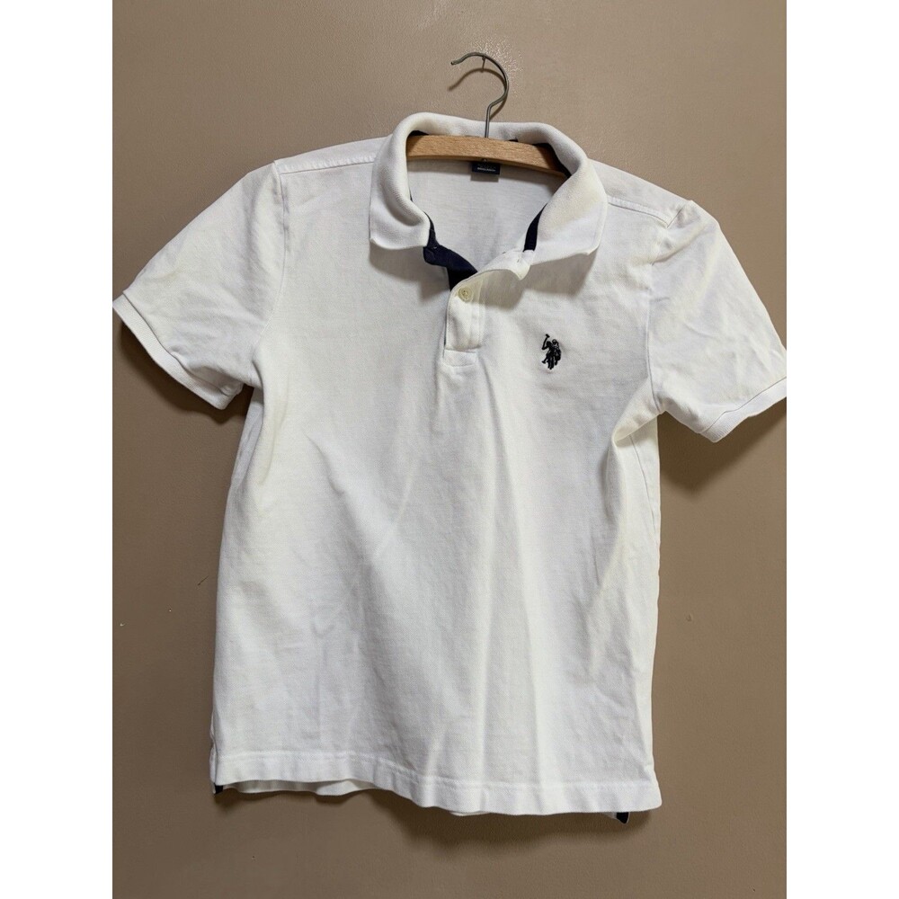 US Polo Assn Kids Boys Cotton White‎ Short Sleeve Pique Polo Shirt Size XL 14-16